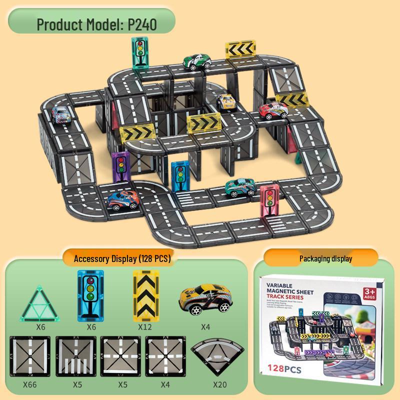 5,5 cm Magnetische Verkehrsbahn Auto Bausteine für Kinder