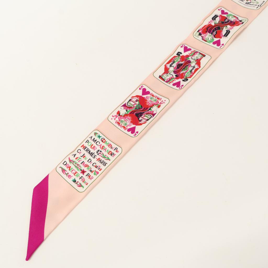 HERMES [Brand new, unused] H063169S-04 JEU DE CARTES Playing Cards Silk Twilly scarf 04 DJ/ROSE NACRE/FUCUsed