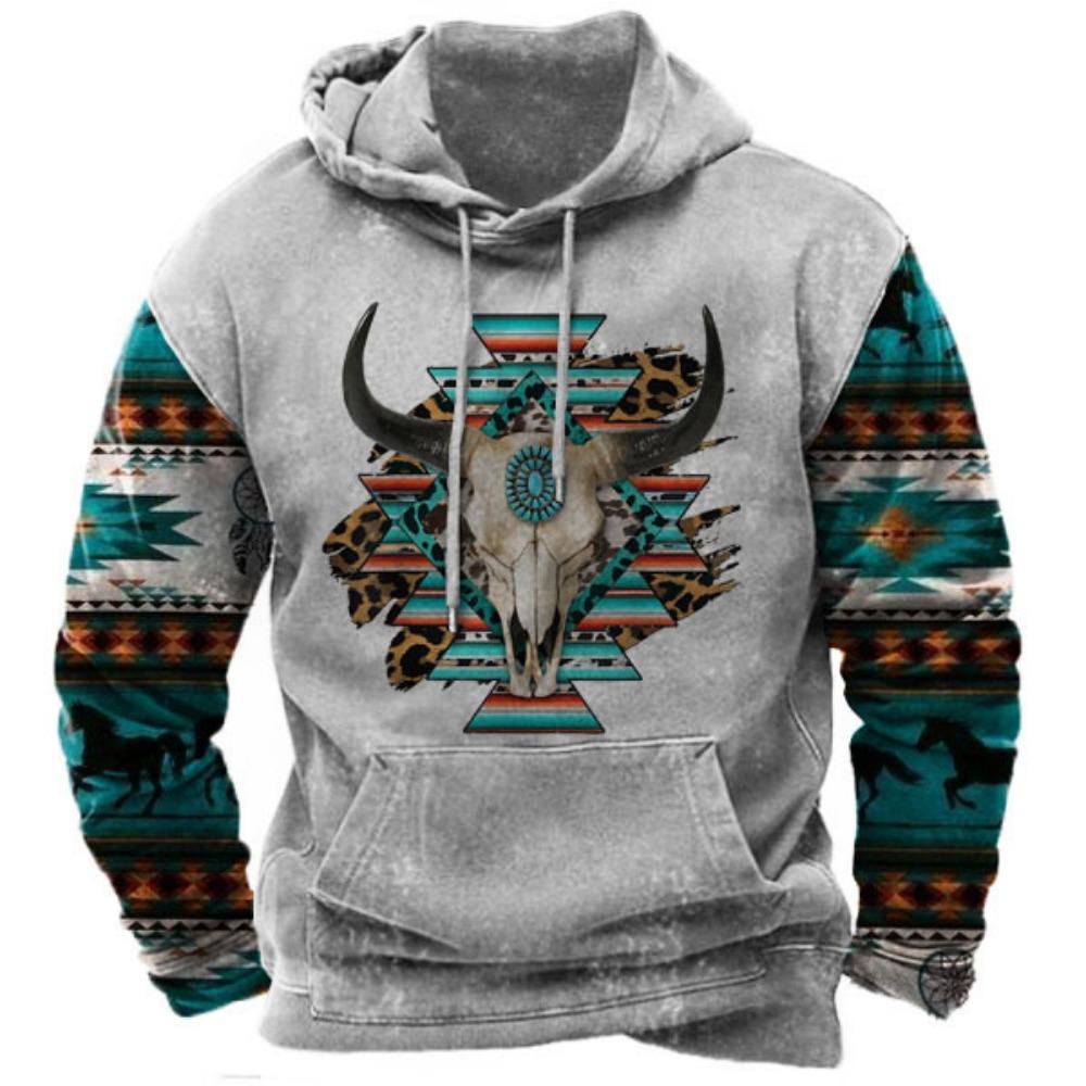 Cross border new casual trend hoodie hoodie retro 3D printed men's sportswear European and American streetwear