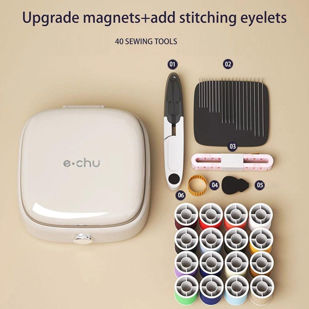 Portable Mini Sewing Box Set Magnetic Sewing Supplies Organizer Durable Hand Sewing Tool Kit  Women