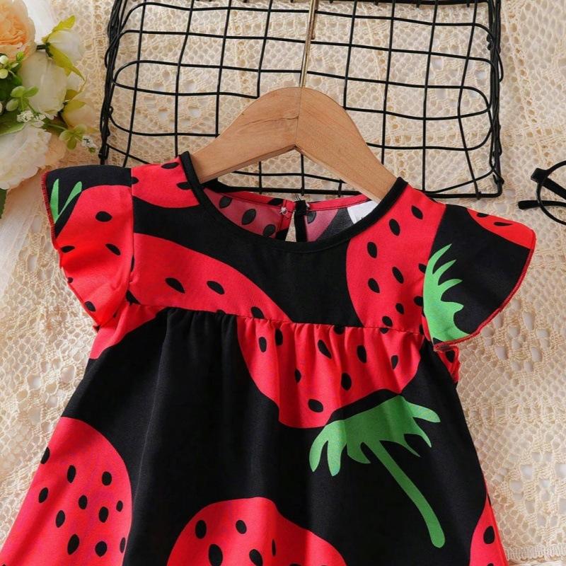 Children's Strawberry Dress: Summer Printed Sweet Princess Dress for Girls