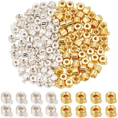 20/50/100 τμχ Χάντρες πτύχωσης ορείχαλκου 2 χρωμάτων Χάντρες 3,5x4,5 χιλιοστών Επιμεταλλωμένοι σωλήνες πτύχωσης μακράς διαρκείας Χάντρες στήλης Καλύμματα Μεταλλικά καλώδια ακραίων καλυμμάτων αξεσουάρ