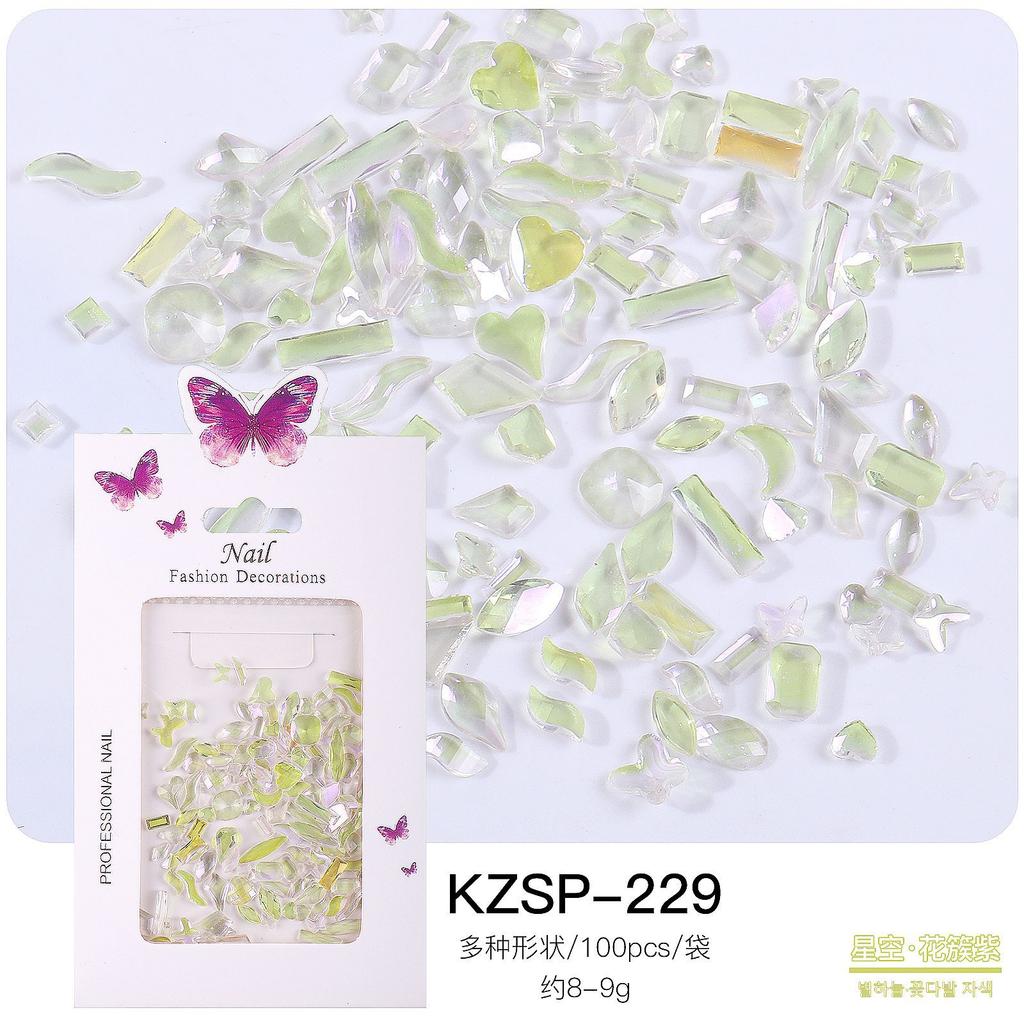 Bagged Flat Bottom Special-Shaped Diamond Nail Art Jewelry Aurora Color Abs Resin Diamond Nail Art Diamond Jewelry