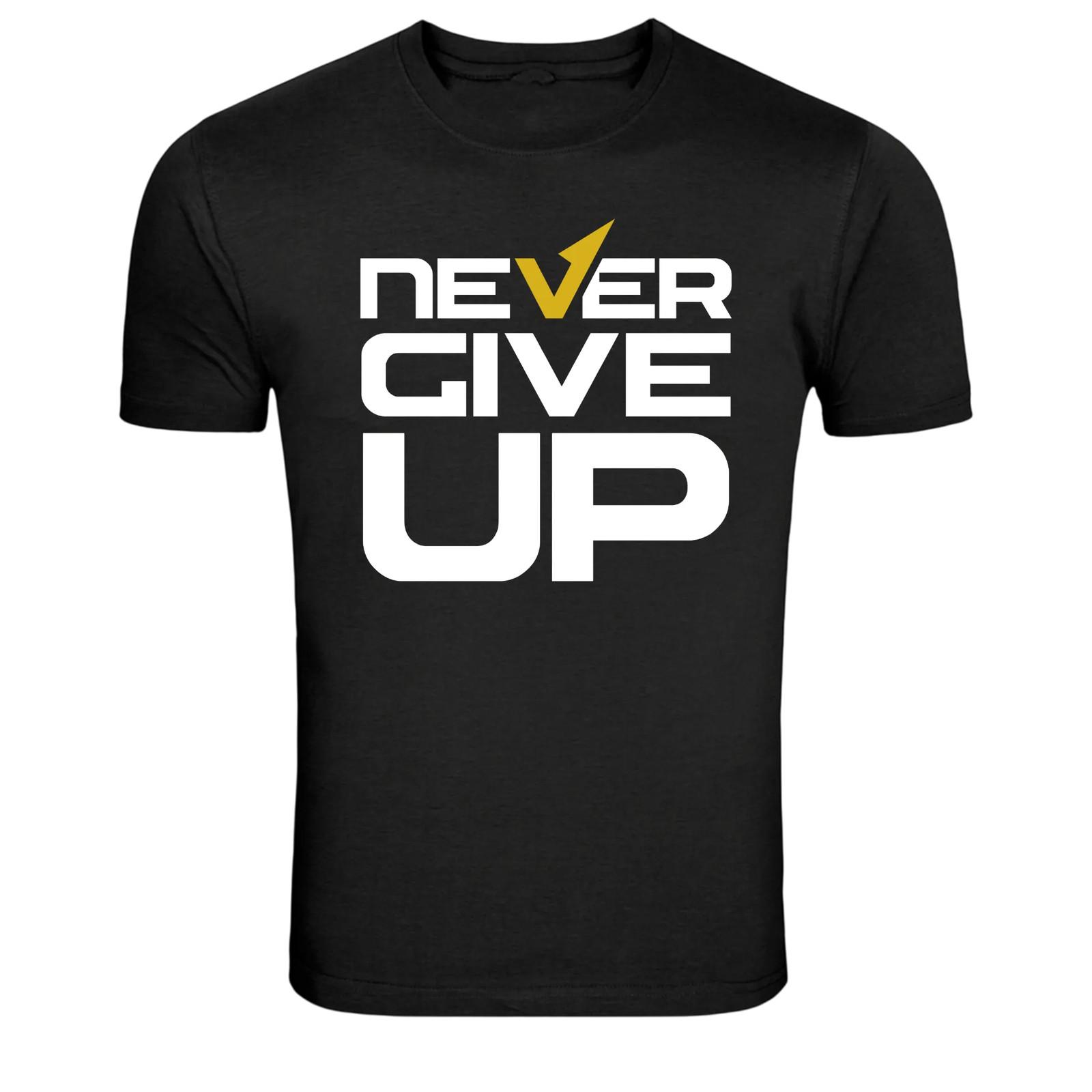 Never Give Up Motivation Quote Graphic T-Shirt XXL