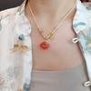 Natural Chalcedony Strawberry Crystal Braided Rope Necklace Bangles Women Fashion Jewelry Accessories Gift