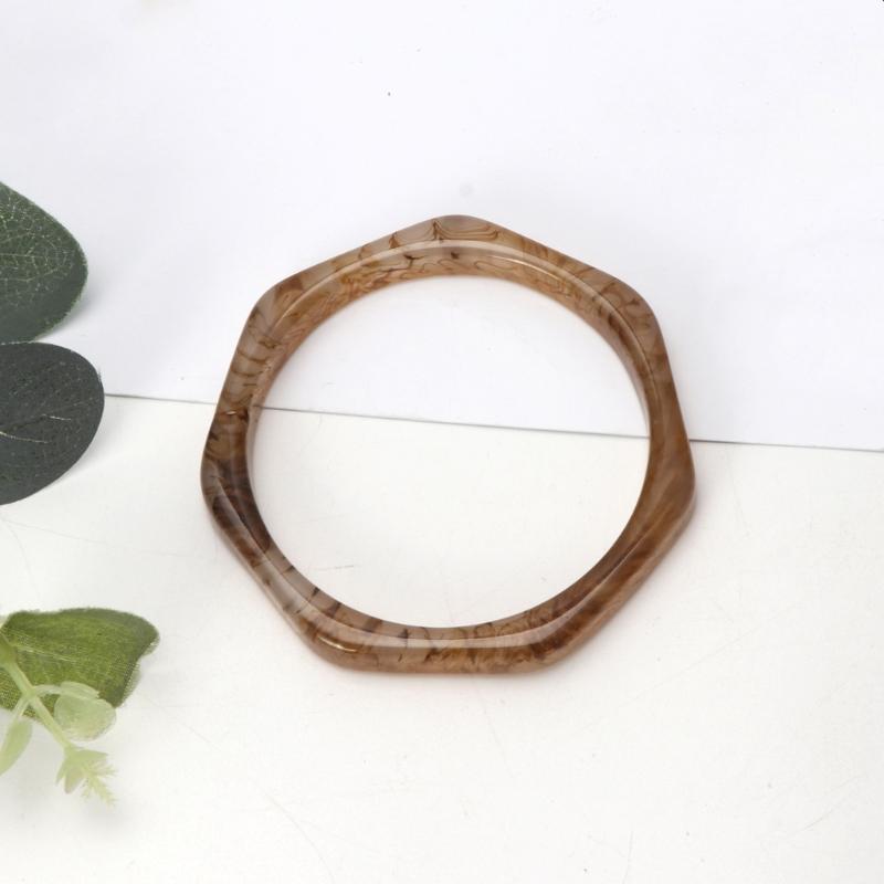 Fashion Polygon Resin Bracelet Classy Brown Leopard Mottled Bangle Jewelry All-Matching Accessories Gift for Valentines Day