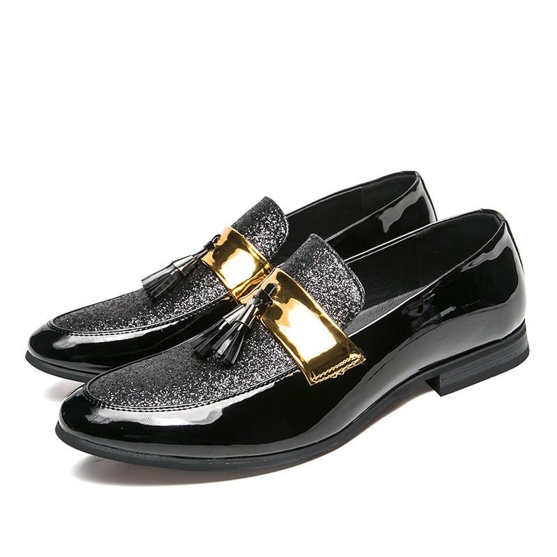 Mens Wide Width Slip-On Pointed Toe PU Leather Dress Shoes Casual Wear Sizes 38-47