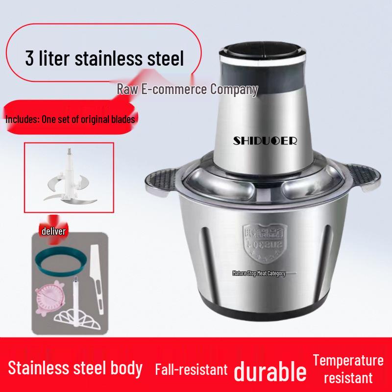 

Stainless Steel Electric Meat Grinder & Dough Kneader: Multi-functional Food Processor with Pure Copper Motor - Free Shipping