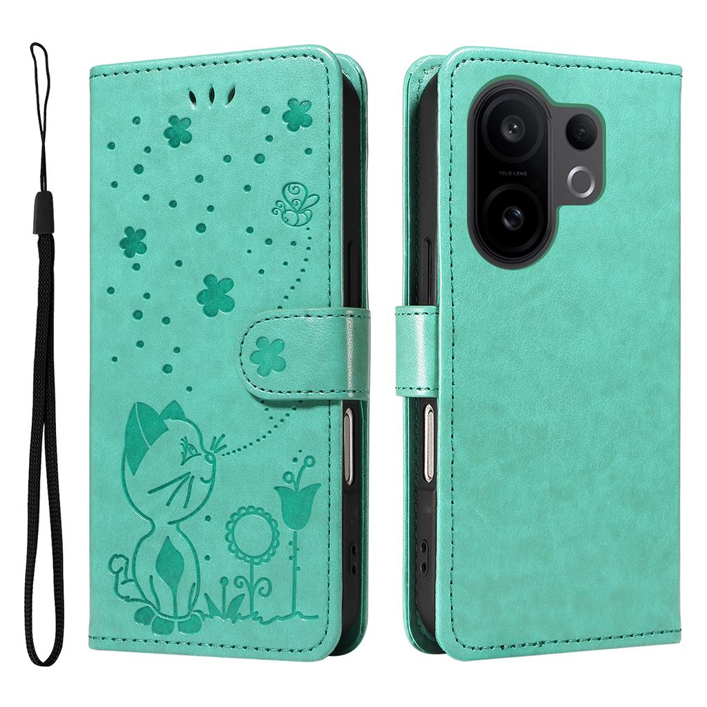 For vivo X200 FE 5G/vivo S30 Pro mini 5G Leather Wallet Case Cat Bee Pattern Phone Cover Stand
