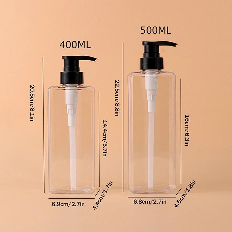 400/500ml Quadratische Badezimmer Seifenspender Nachfüllbarer Shampoo Duschgel Halter Tragbarer Reise Spender Leere Badezimmer Pumpe Flasche