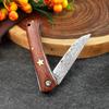 Damascus Steel Portable Meat Eating Outdoor Camping Mini Folding Knife Sharp Fruit Knife