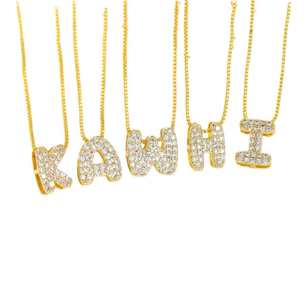 Initial A-Z Letters Pendant Necklace Women Men Choker Stainless Steel Necklace Pendant Necklace Gold Color Hip Hop Iced