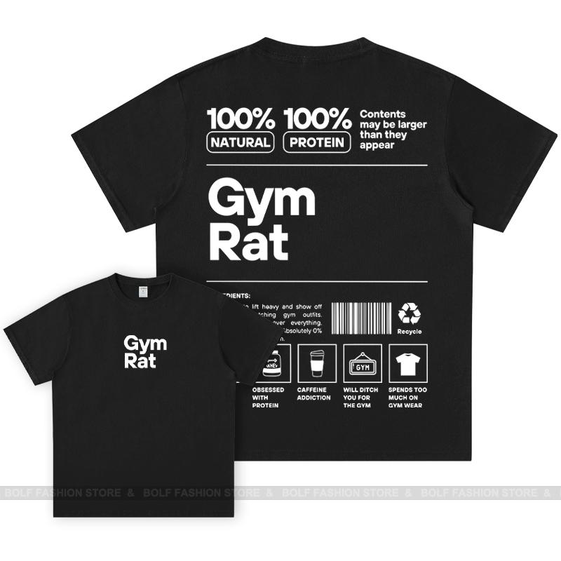 GYM Graphic 100% Cotton Oversized Big Pattern Double-sided Classic Short Sleeve T-Shirt for Men Women Sportswear Tops Tees