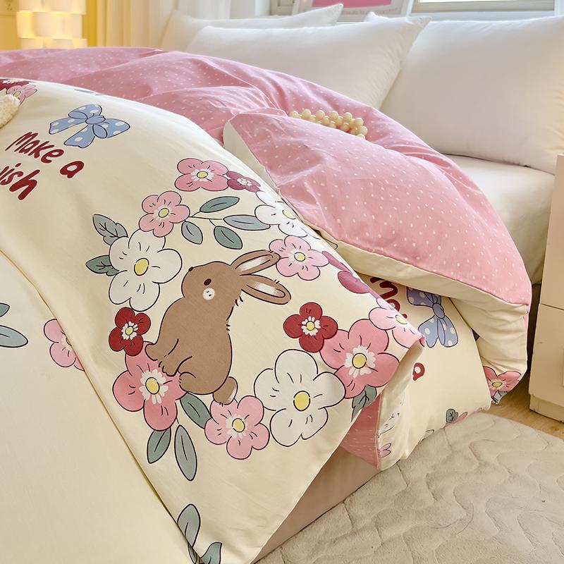 100% Cotton Floral Duvet Cover, Twin/Double, 150x200cm/230cm, Ideal for Student Dorms