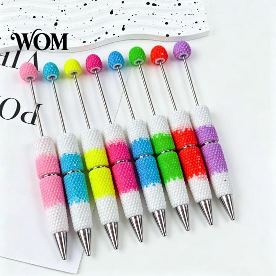 Craft Pens for Adults DIY Beadable Pen, Colorful Fancy Beaded Crafting Ballpoint Rainbow Gradient Gift Students, Party Favors, Creative Office