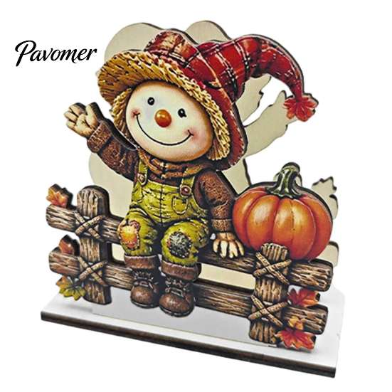 Solid Wood Tissue Storage Fall Scarecrow Wooden Napkin Holder, Harvest Pumpkin Autumn Table Accents Dispenser, Thanksgiving Farmhouse Tabletop