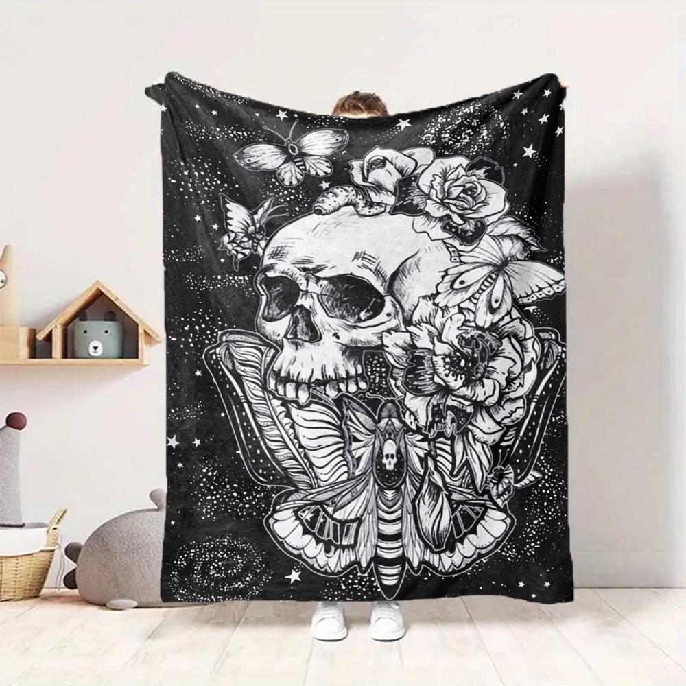 Skull Art Flannel Blanket Throw Blanket Soft Warm Sofa Bed Camping Car home Decor Unique Christmas Gift C930252