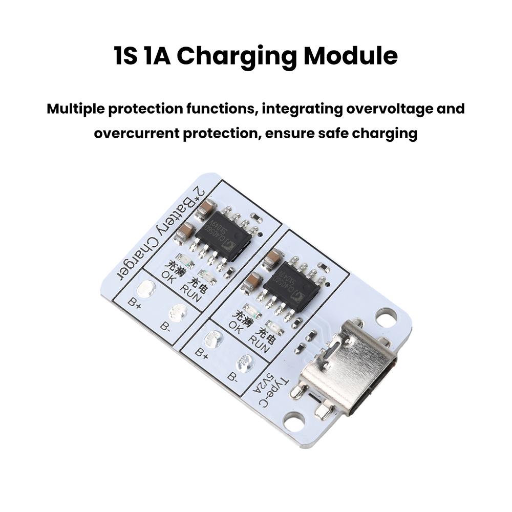 DC 5V 1S 1A Dual Channel Lithium Battery Charging Module 18650 Lithium Battery 3.7V 4.2V Bidirectional Battery Charger Protectio