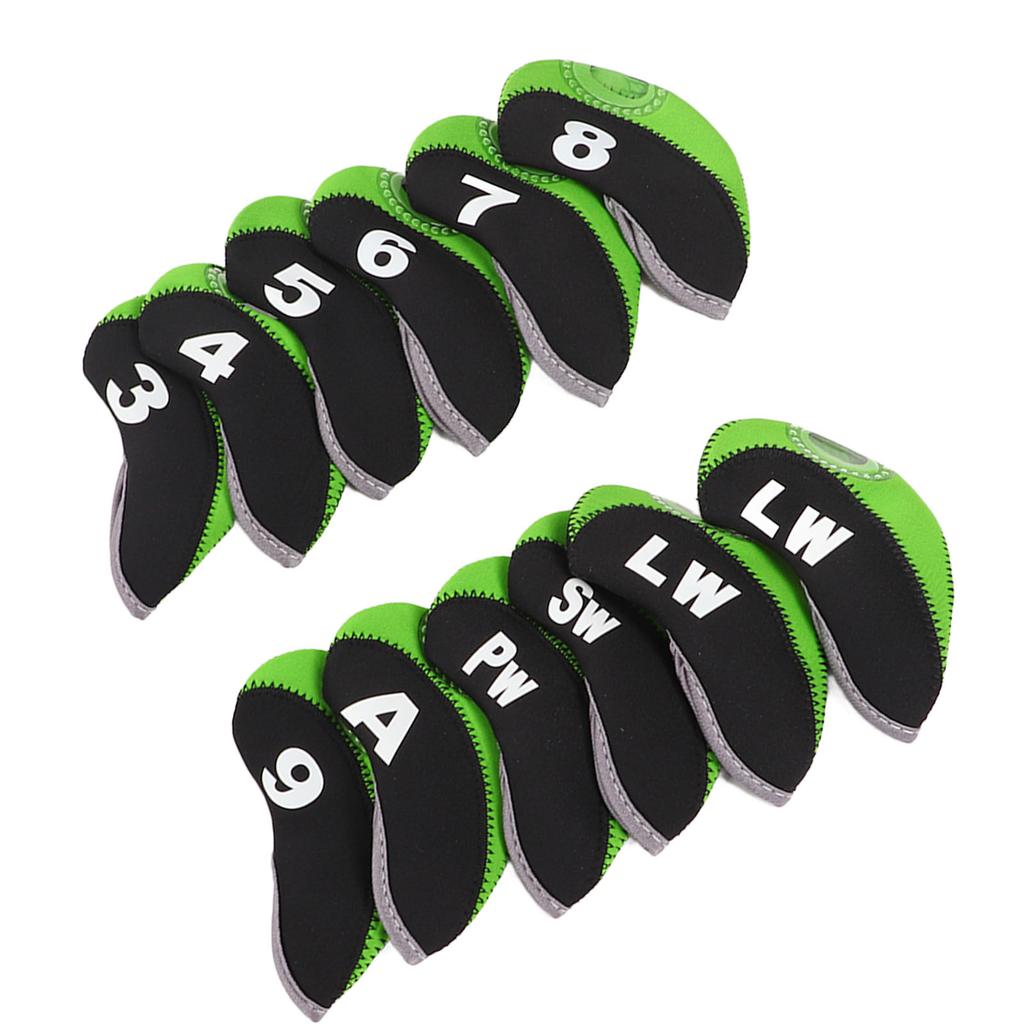 12Pcs Putter Head Covers Blade Golf Club Headcovers Neoprene Protective Jacket for Training Daily UseGreen