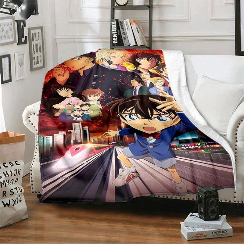 Cartoon Cartoon Detective Conan Printed Blanket, Fashionable Soft Warm Flannel Blanket, Bed Sofa Outdoor Travel Picnic Blanket