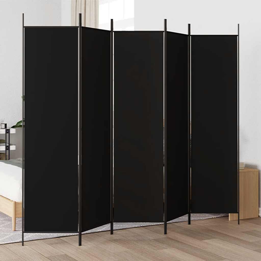 Vidaxl 5-Panel Room Divider, Black, 250X200 Cm, Fabric