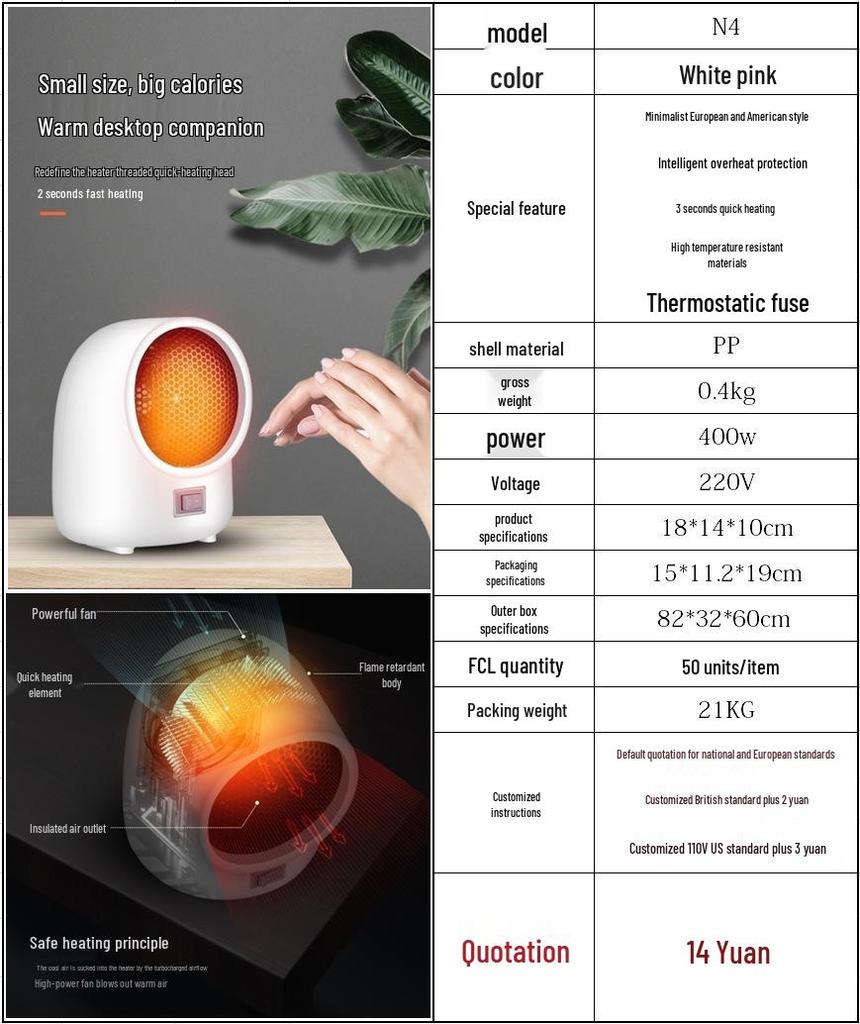 Compact Electric Desktop Heater and Foot Warmer