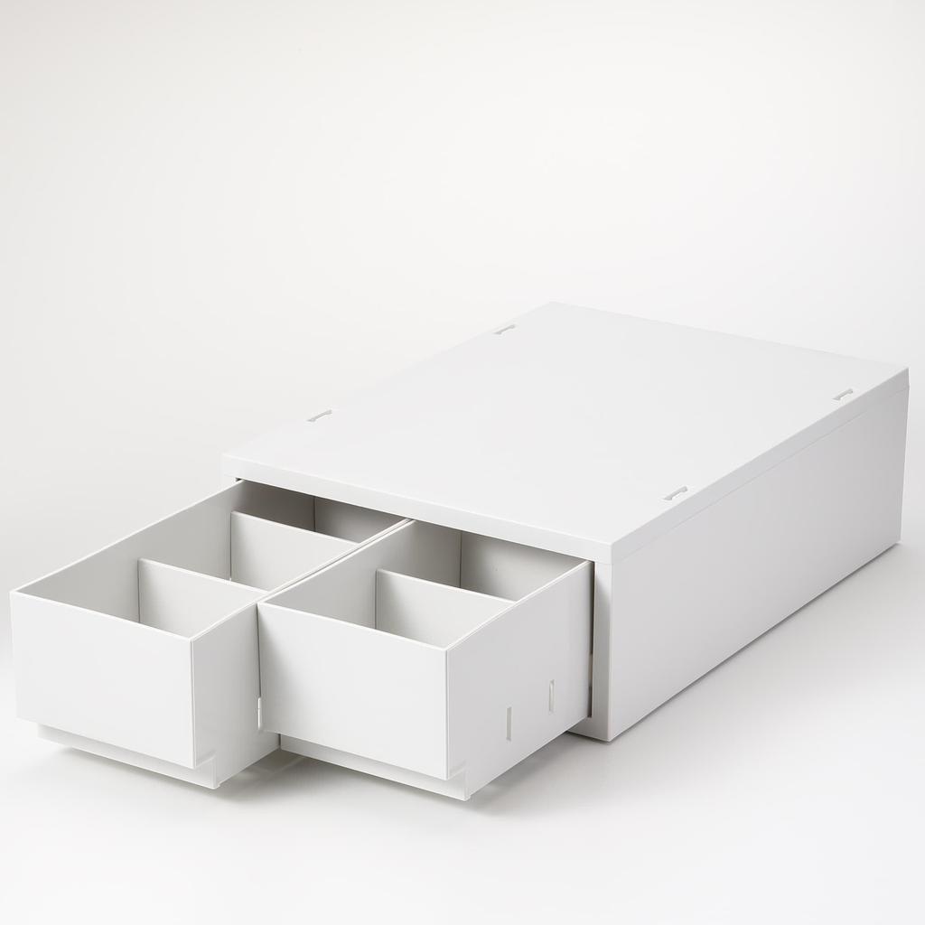 MUJI Recycled Polypropylene Small Item Storage 2 White 26cm W x 37cm D x 12cm 84799624 Case, Medium, Drawers, Gray, Approx. H,