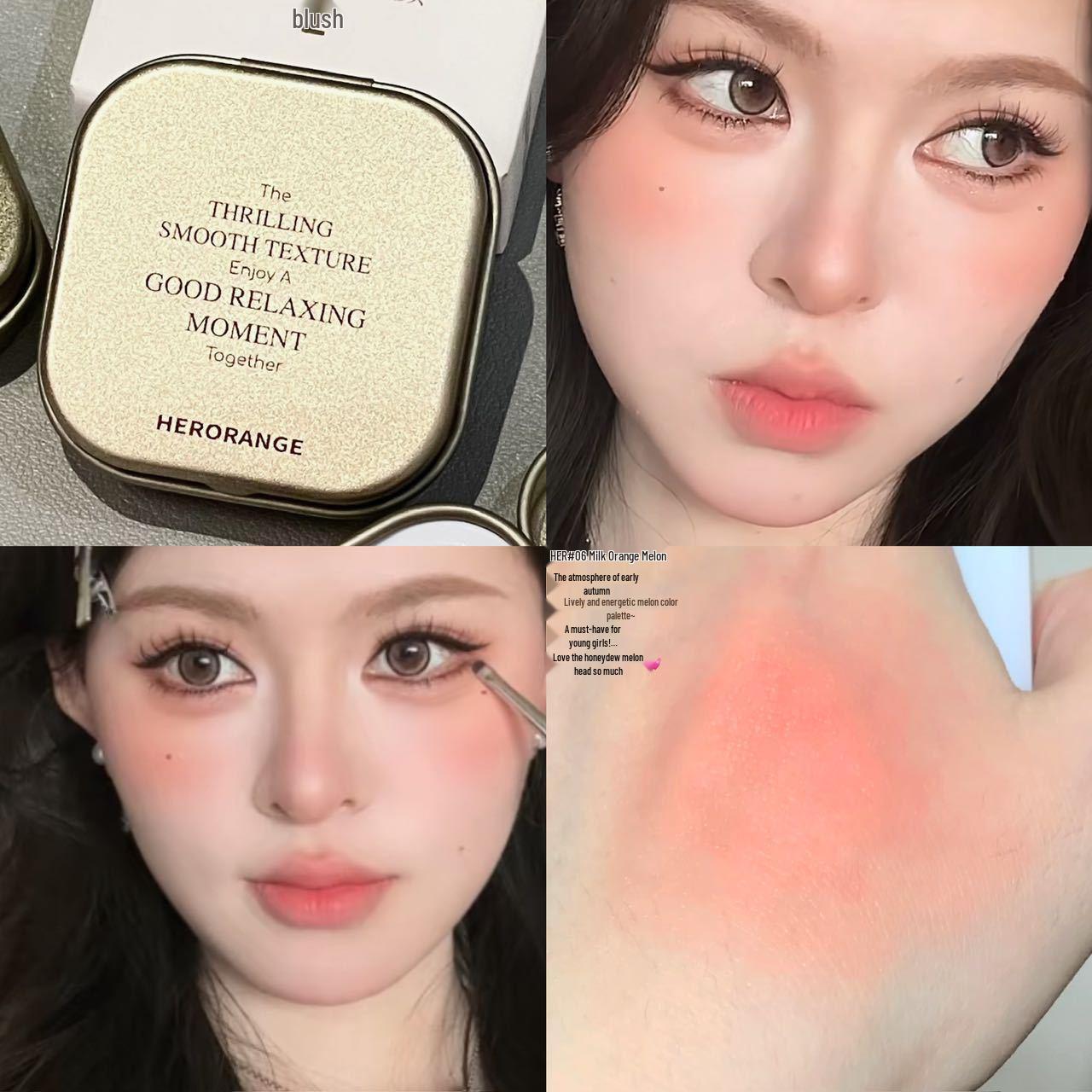 HERORANGE Мягкие и тягучие корейские кремовые румяна для контуринга - Натуральный цвет, улучшающая цвет формула картофельного пюре