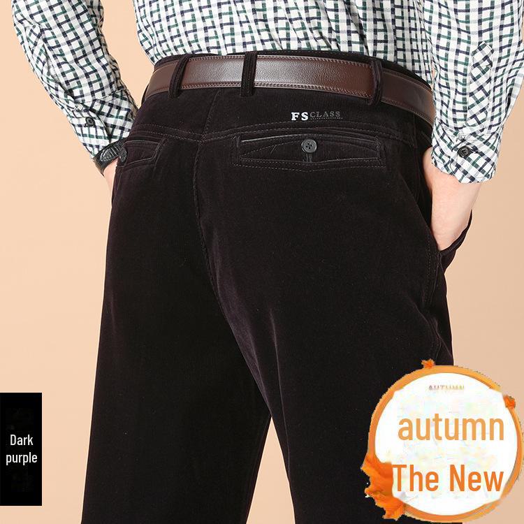 Men's Corduroy High-Waisted Loose Casual Trousers for Autumn/Winter (50+, Large Size)