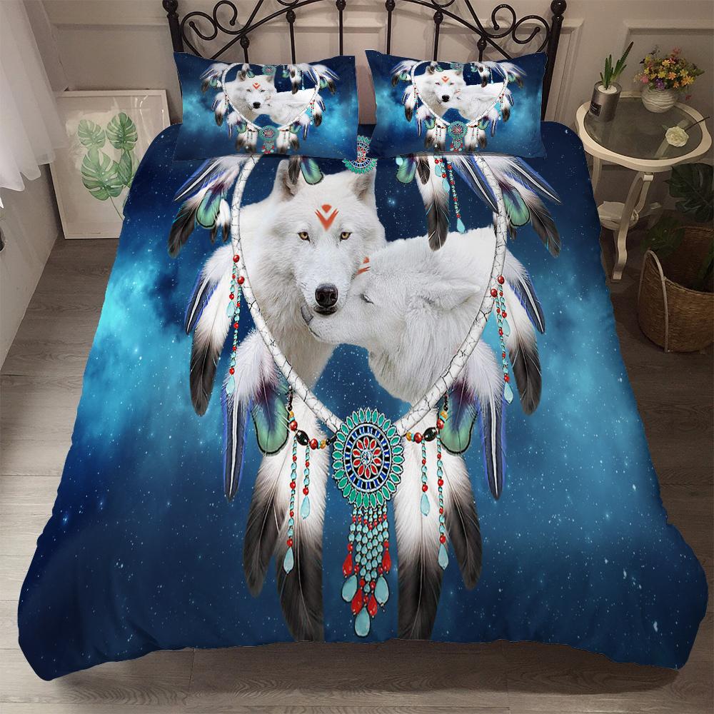 Digitální Umění Lapač Snů Vlk Sada Povlaku na Peřinu Usa King Queen Full Twin Size Uk Jednolůžková Sada Ložního Prádla