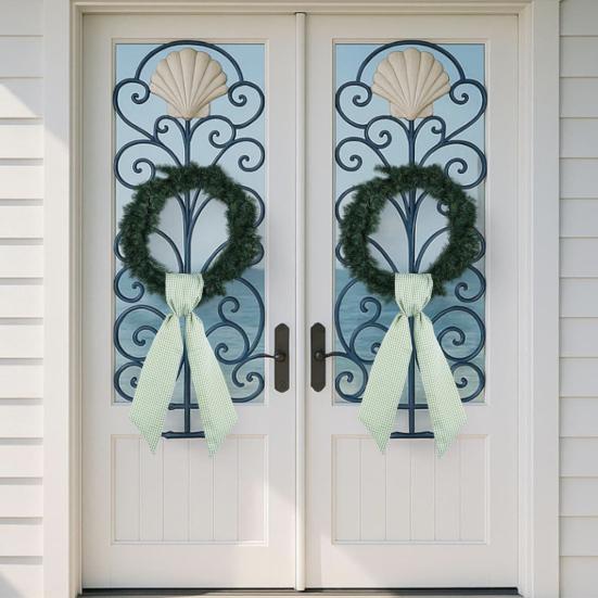 2Pcs Fall Thanksgiving Plaid Print Wreath Belt Farmhouse Ribbon DIY Craft Monogram Outdoor Indoor Autumn Decor