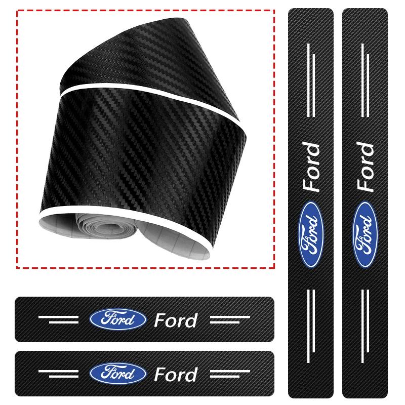 Auto Carbon Fiber Decals Sticker Car Door Threshold Scuff Plate For Ford Ranger Focus Kuga Mustang S-MAX Transit Mondeo Fusion