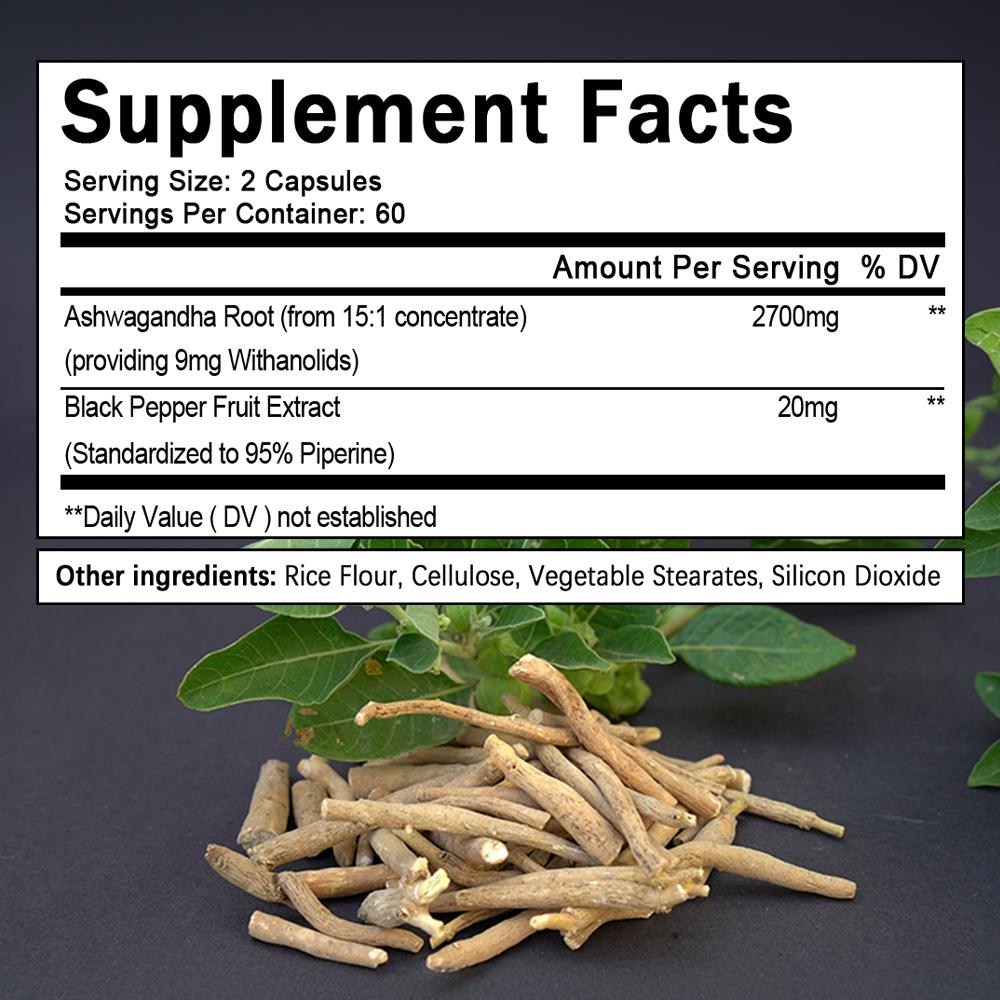 Highly effective stress-reducing supplement, contains black pepper root to improve absorption, 120 capsules.