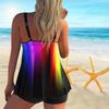 Damen-Badeanzug mit Schultergurten und farbenfrohem Aurora-Print, Bikini-Shorts, Tanktop-Badeanzug