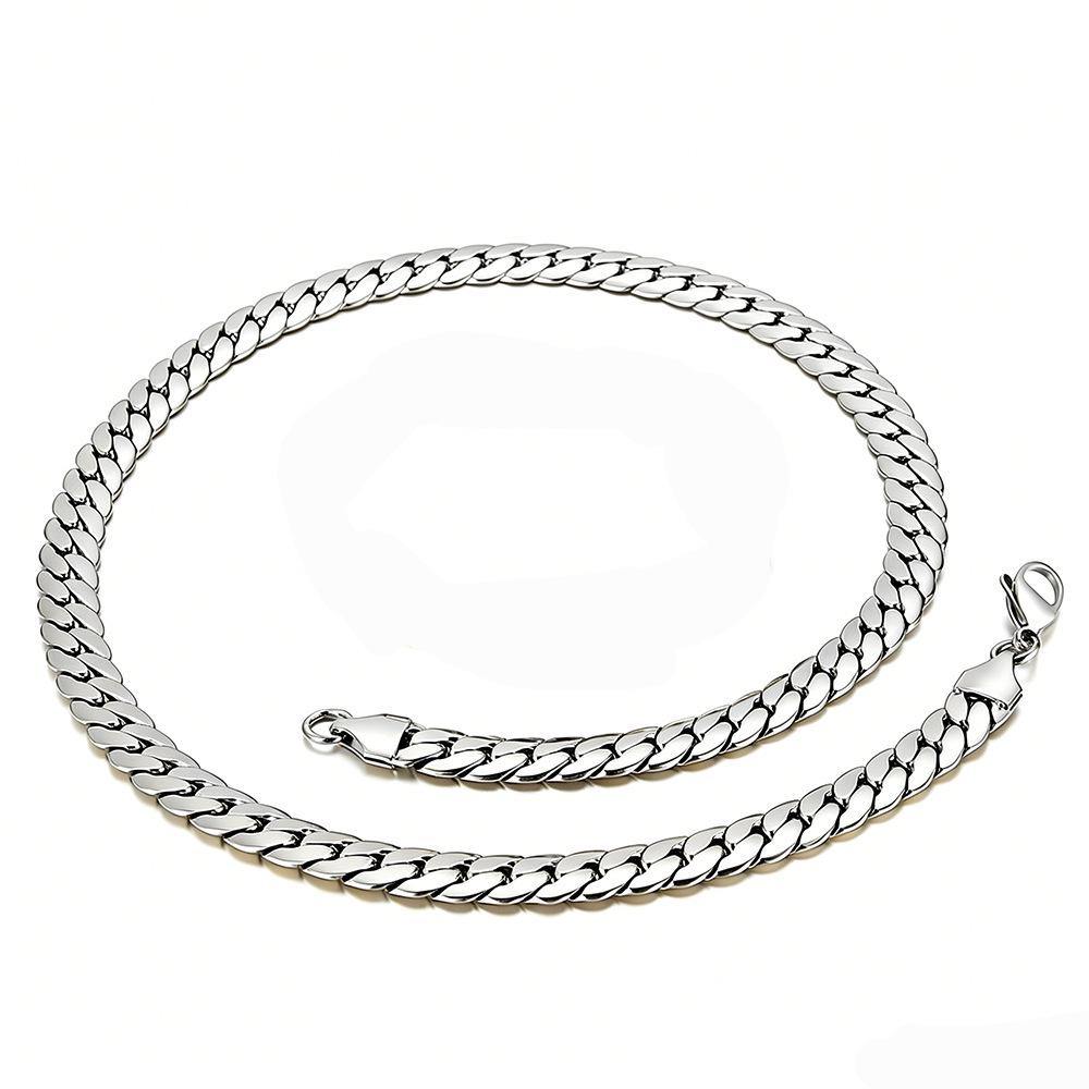 Encrypted Titanium Steel Cuban Link Necklace - Men's Hip Hop Style Stainless Steel Accessories