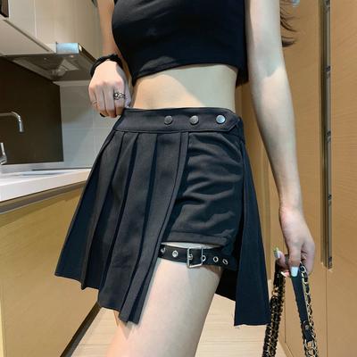 Kadın Etek Etek Punk Gotik Rock Lolita Pileli Bacak Halkası Kısa Etek