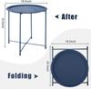 Portable End Table Metal Side Table Round Small Folding Tray Sofa Sidetable for Living Room Outdoor Camping Furniture