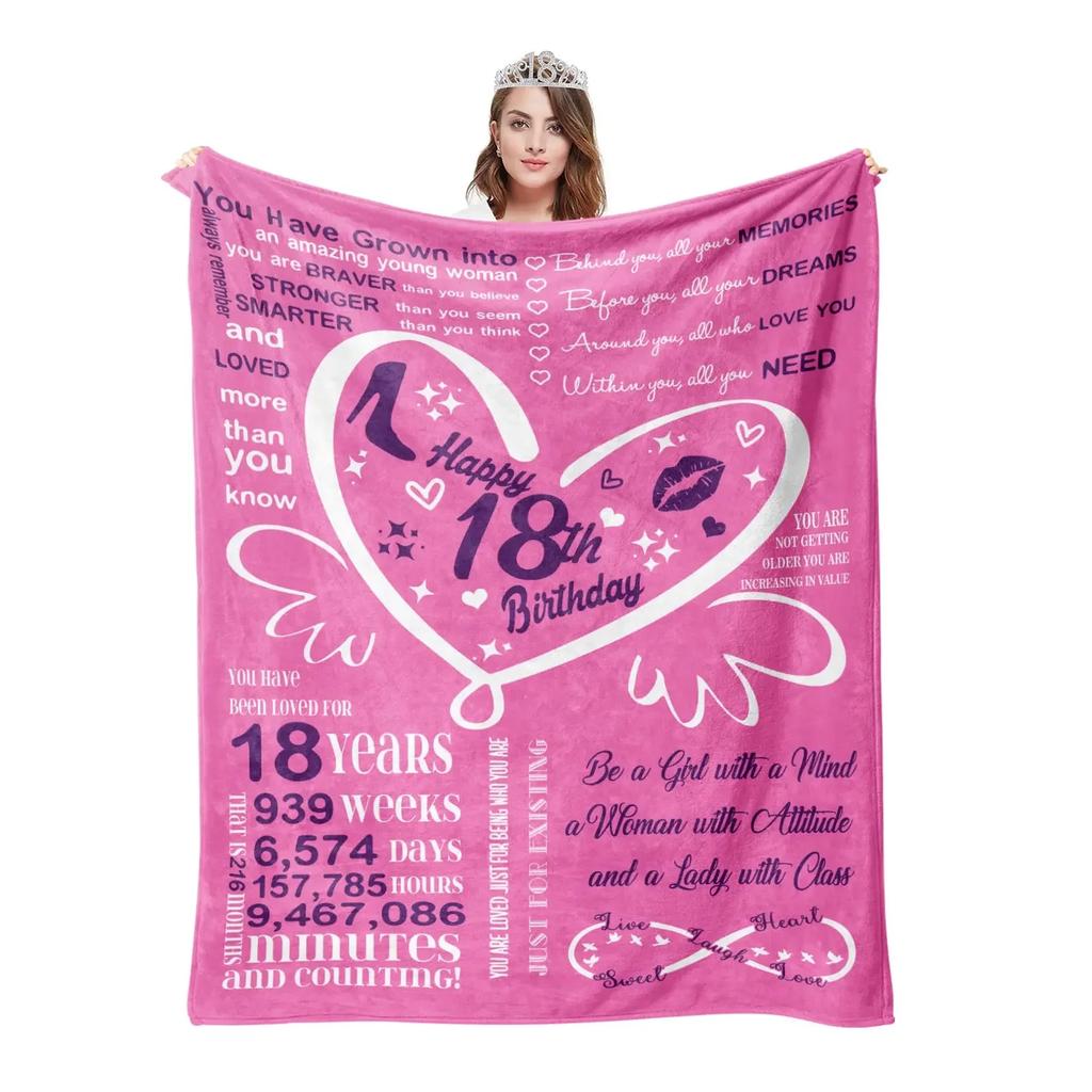 18th Birthday Gifts Ideas for Girls-Girls 18th Birthday Decor Blanket-Gift for 18 Year Old Girl-Gifts for Daughter Bestie Sister