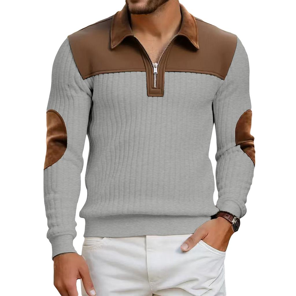 Men's Color,Blocked Button Lapel Long Sleeve Top Men's Casual Fashion Long Sleeve Top