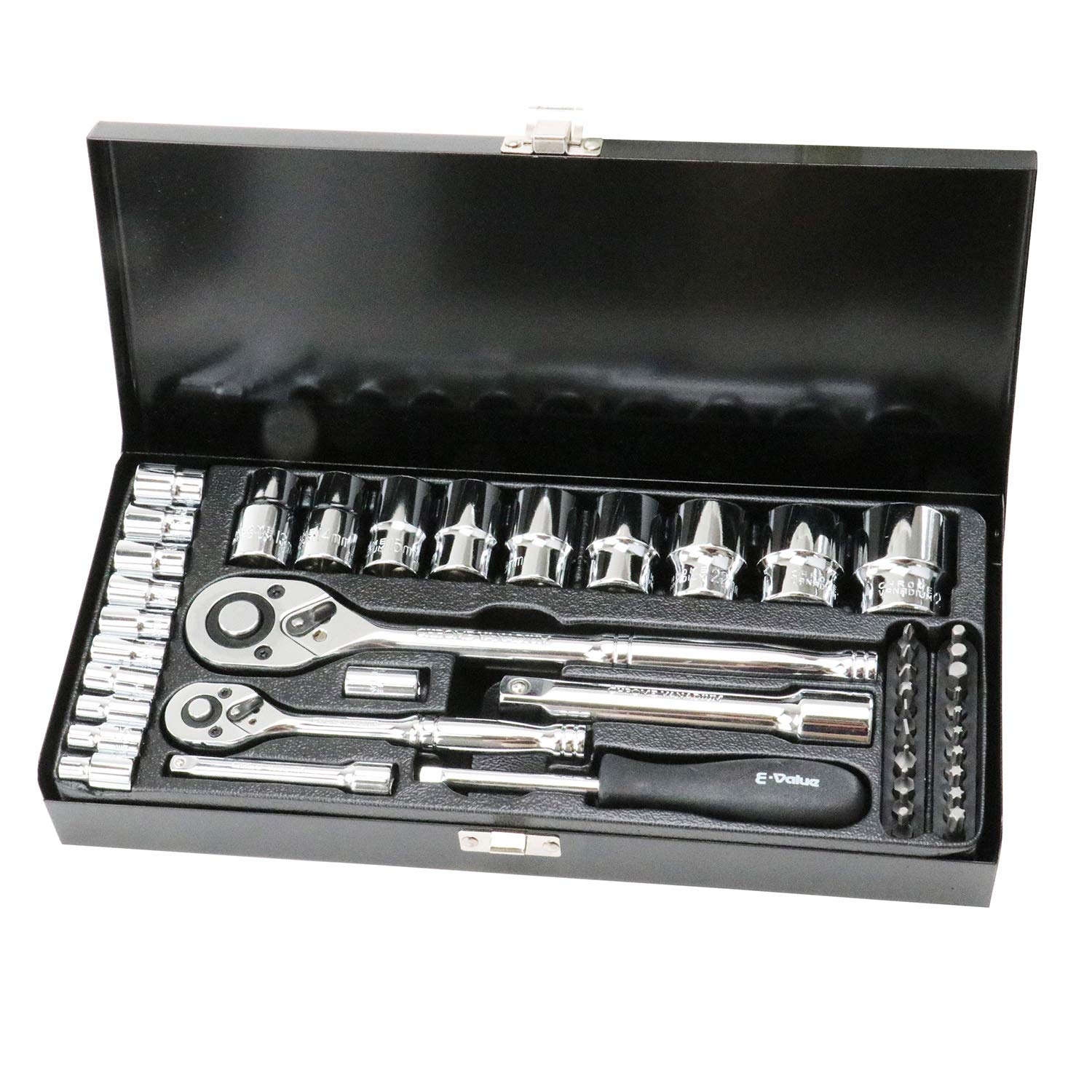 

Socket Wrench Set 45 Pieces Drive E-Value 6.35mm 12.7mm ESR-2445M