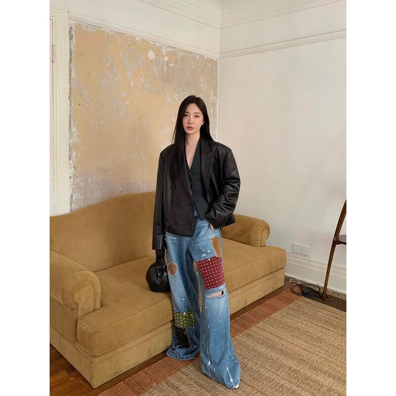 Women's Semi-Vegetable Tanned Sheepskin Short Leather Jacket