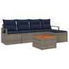 Garden Sofa Set with Cushions 6 Pcs Grey Poly Rattan