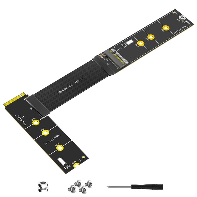 Flexible M.2 PCIE4.0 Adapter Cable 30CM Supports Double Protocols Solid Disks 2230-2280 Sizes for Multiple Systems