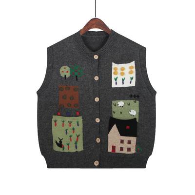Hong Kong Style Cardigan Vest Women Retro Casual Knitted Vest Cardigan Jacket Folding O Neck Sleeveless Sweater Vest Female Top