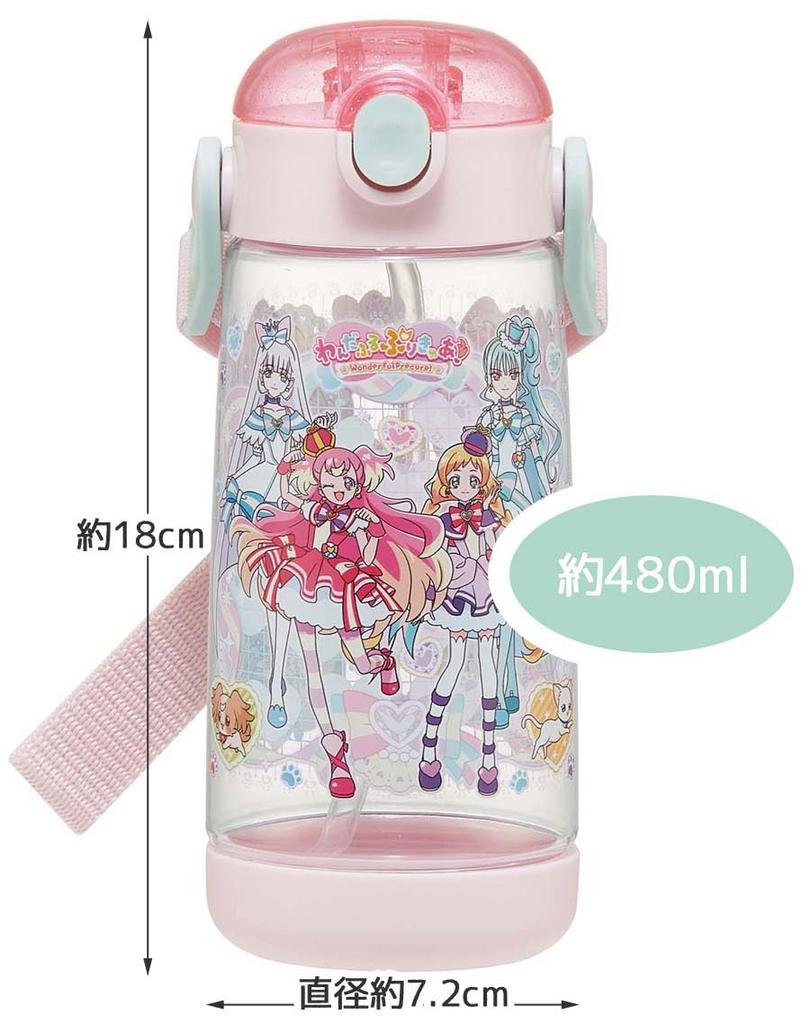 Skater Wasserflasche Wandafuru PreCure 480ml Klare Flasche mit Strohhalm für Kinder PDSH5-A