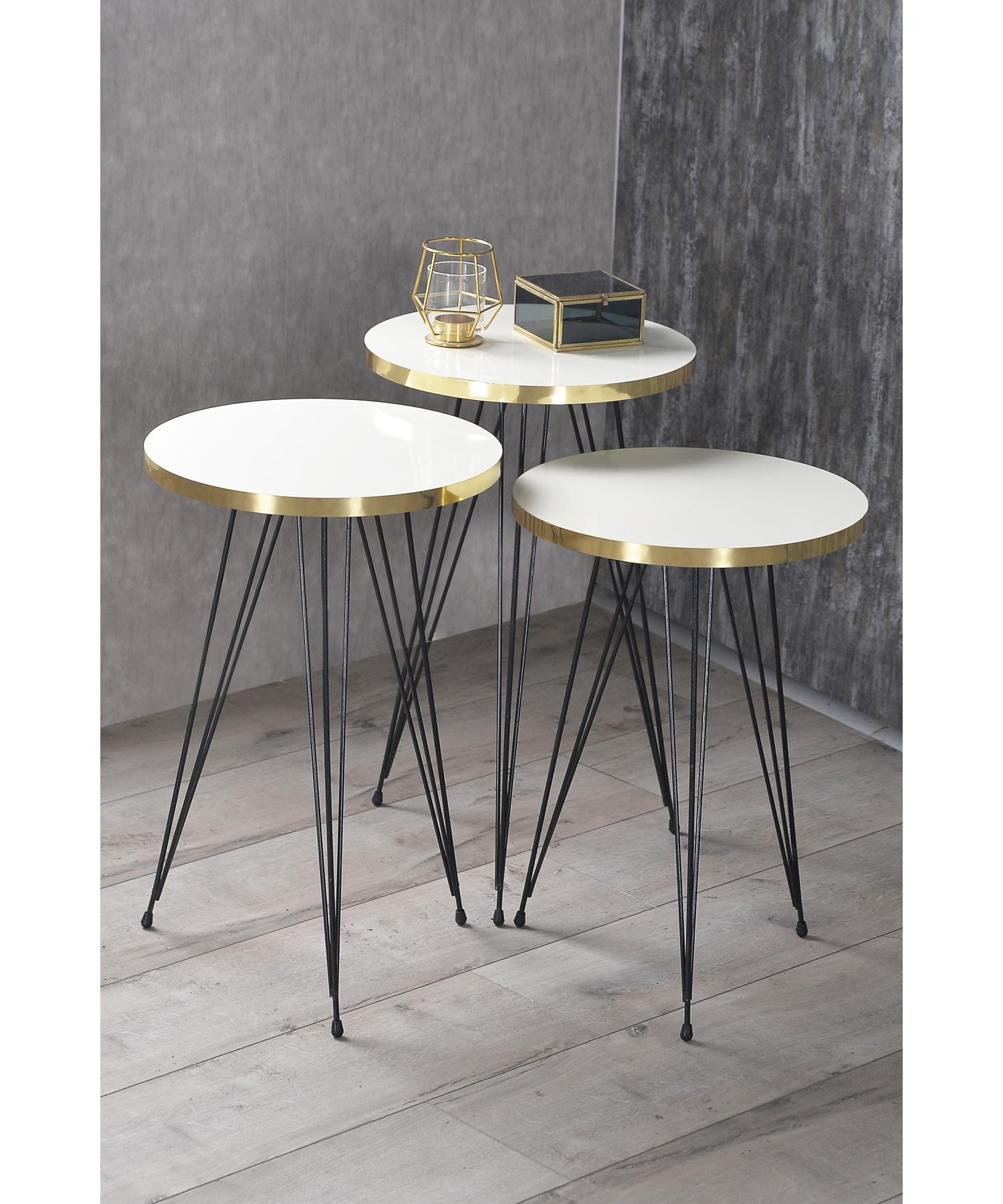 

Nesting Table Black Wire Leg Gold White