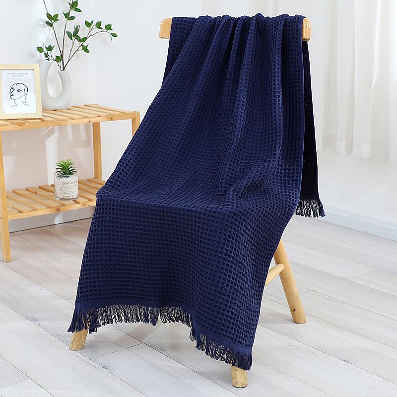 

Чистый хлопок шаль с кисточками одеяло диван одеяло для офиса обеденный перерыв одеяло весна и осень хлопковая шаль Alanket 160x80cm синий