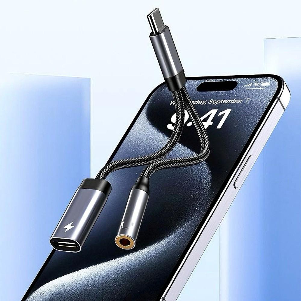 Universal 2 In 1 USB C Splitter Multi-Function Type-C To AUX Adapter Headphone Use