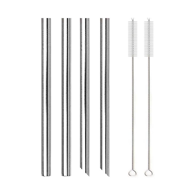 Lot de 4 pailles Boba réutilisables colorées en métal de 12 mm avec 2 brosses en acier inoxydable 304, pour le thé aux perles