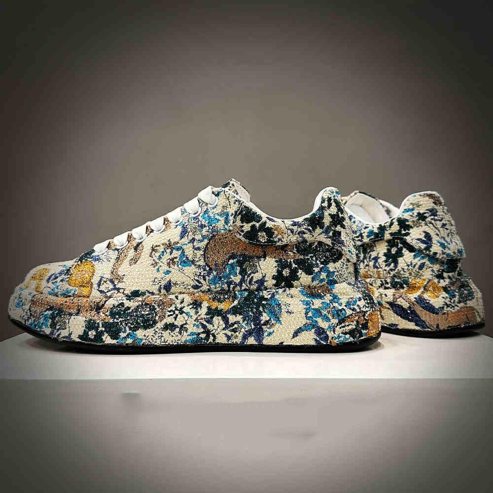 New Men's All Match Rhinestone Floral Pattern Causal Shoes Flats Male Sports Walking Sneakers  Zapatillas Hombre